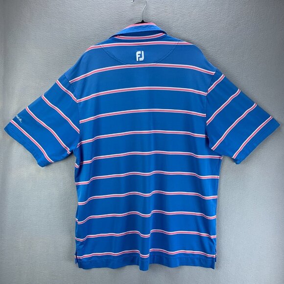 Footjoy Golf Polo Shirt Mens Extra Large Blue White Pink Striped‎ Saddlebrook - Picture 4 of 13